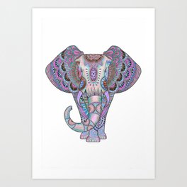 Mandala elephant indigo Art Print
