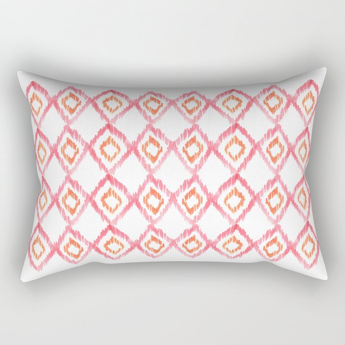 Fiery Coral - aztec watercolour pattern Rectangular Pillow
