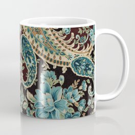 Brown Turquoise Paisley Floral Mug
