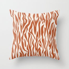 Terracotta Animal Stripes Zebra Print Throw Pillow