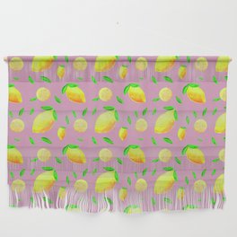 Hand-Painted Lemon and Mauve Pattern Wall Hanging