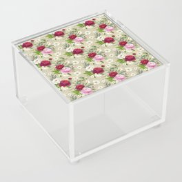 Vintage Trendy Red And Pink Peonies Letter Collection Acrylic Box