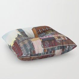 New York City | Colorful Night in NYC Floor Pillow