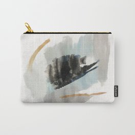 From a Distance - a minimal acrylic and ink abstract piece in blue, black, and tan Carry-All Pouch