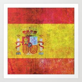Spain Flag In Grunge Style Art Print