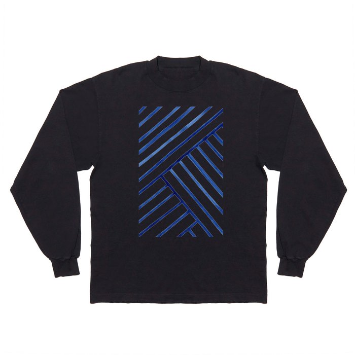 Watercolor lines pattern | Navy blue Long Sleeve T Shirt
