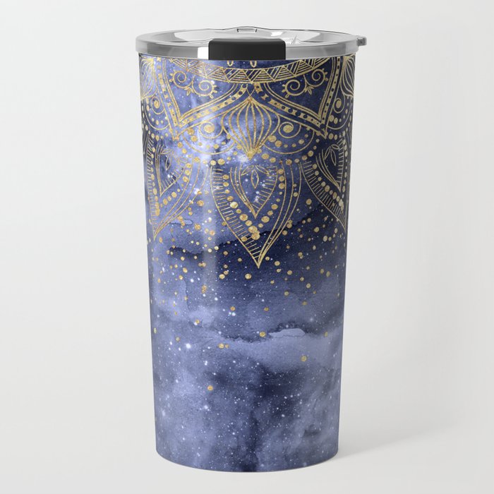 whimsical gold mandala confetti design Travel Mug