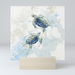 Swimming Together 2 - Sea Turtle  Mini Art Print