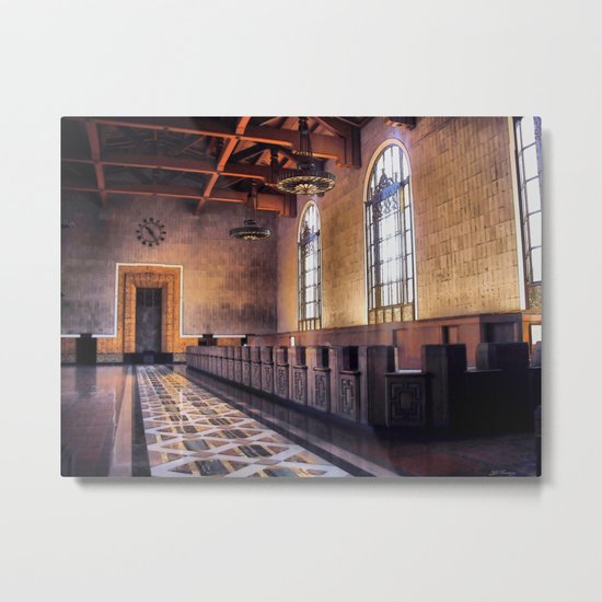 Los Angeles Union Station. Historic Ticket Counter. © J&S Montague. Metal Print