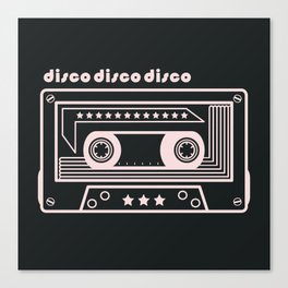 Black and White Disco Music Cassette Canvas Print