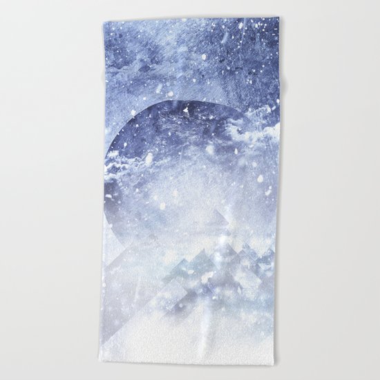 Even mountains get cold Beach Towel