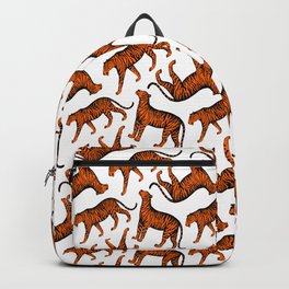 Tigers (White and Orange) Backpack | Wild, Pattern, Tiger, Colorful, Vibrant, Curated, Pop, Drawing, Cats, Panthera 