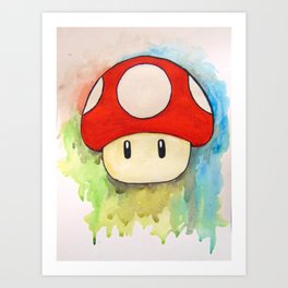 Mario abstract Mushroom Art Print