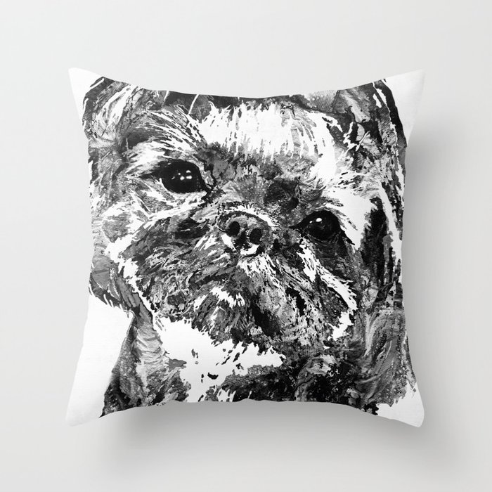 Shih Tzu Dog Art In Black And White by Sharon Cummings Throw Pillow