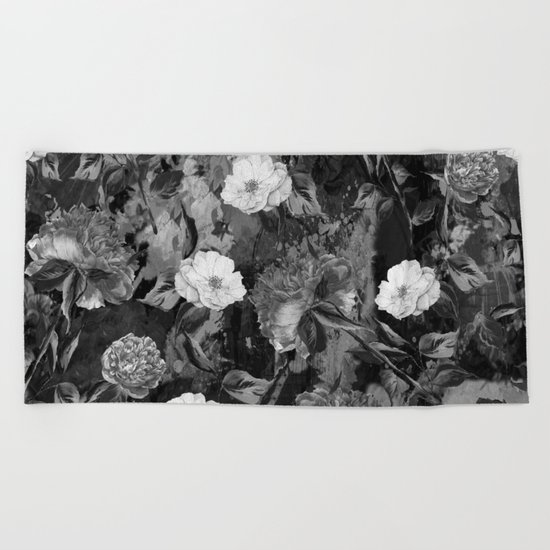 Watercolors Floral Pattern Beach Towel