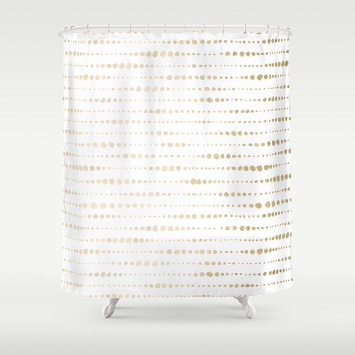 Modern Gold Polka Dot Stripes Shower Curtain By Naturemagick Society6