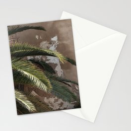 Cycad Palm Leaves and Stone Wall Stationery Card