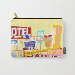 Motel City 66 Carry-All Pouch | Trip, Sign, Roadtrip, Jaymie, Fun, Hotel, Playful, Neon, Inn, Motel 