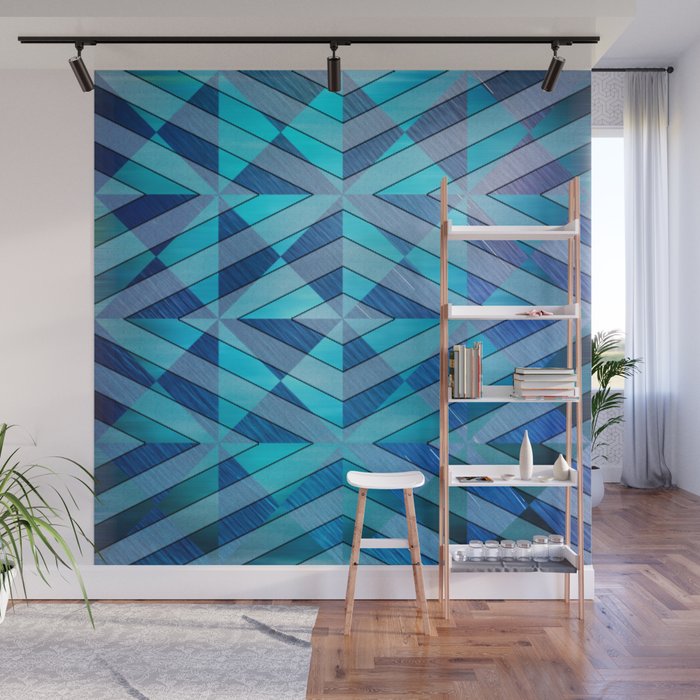 Geometric Shapes 9 Home Decor Blue Grey Wall Mural By Pinkaslee