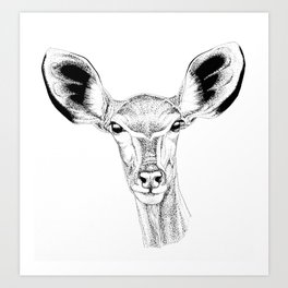 African Antelope Kudu Ink Art Art Print