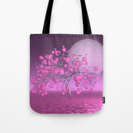 just a little tree -41- Tote Bag | Digital, 3D, Fancytree, Pink, Landscape, Fantasy, Graphicdesign, Tree, Moon, 3Dart 