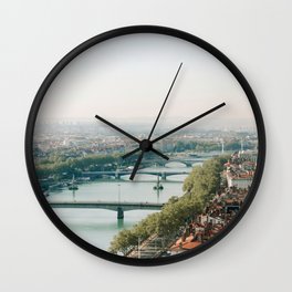 Sunrise over Lyon Wall Clock | Bridge, Color, Photo, City, Vieuxlyon, Croix Rousse, Digital, Sunrise, Lyon, Horizon 