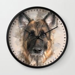 German Shepherd Neutral Watercolor Wall Clock