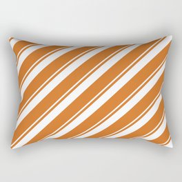 [ Thumbnail: Chocolate and White Colored Pattern of Stripes Rectangular Pillow ]