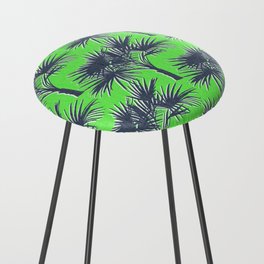 70’s Palm Trees Navy Blue on Lime Green Counter Stool