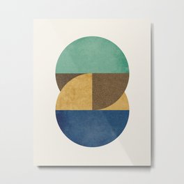 Circle color pieces abstract geometric Metal Print | Blue, Modern, Composition, Retrocolors, Graphicdesign, Minimalistic, Gold, Japandi, Midcentury, Retrogeometric 