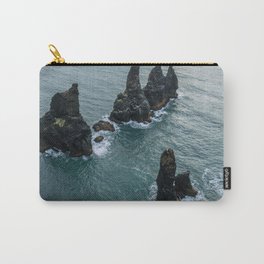 Sea stacks on the Icelandic Coast near Vik - Landscape Photography Carry-All Pouch | Sea, Travel, Ocean, Nature, Coast, Photo, Iceland, Water, Mountain, Vik 