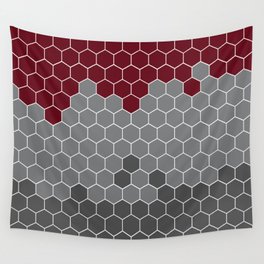 Honeycomb Red Gray Grey Hive Wall Tapestry