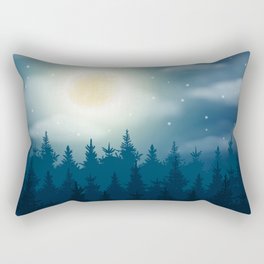 Magical Midnight Moon Misty Forest Rectangular Pillow