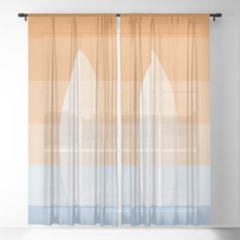 Surf's Up in Orange and Blue Sheer Curtain