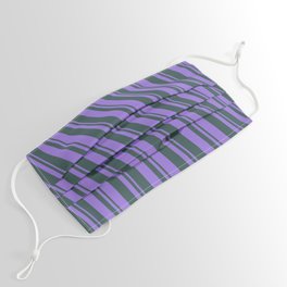[ Thumbnail: Purple and Dark Slate Gray Colored Lined/Striped Pattern Face Mask ]