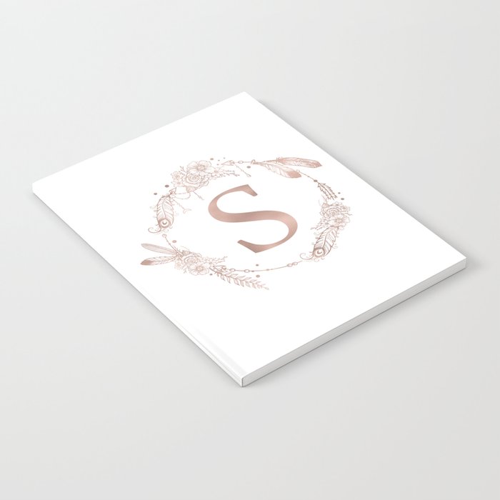 Letter S Rose Gold Pink Initial Monogram Notebook
