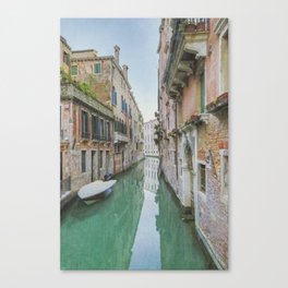 White Boat on a Venetian Canal Canvas Print
