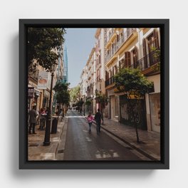 Spain Photography - Calm Street In Madrid Framed Canvas