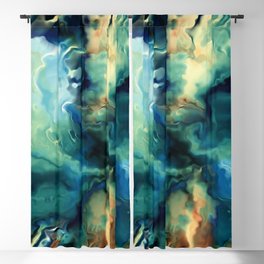 Marbled Ocean Abstract, Navy, Blue, Teal, Green Blackout Curtain