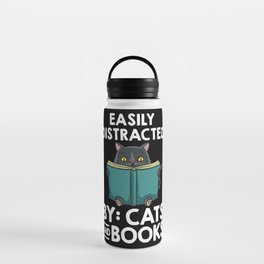 Cat Read Book Reader Reading Librarian Water Bottle