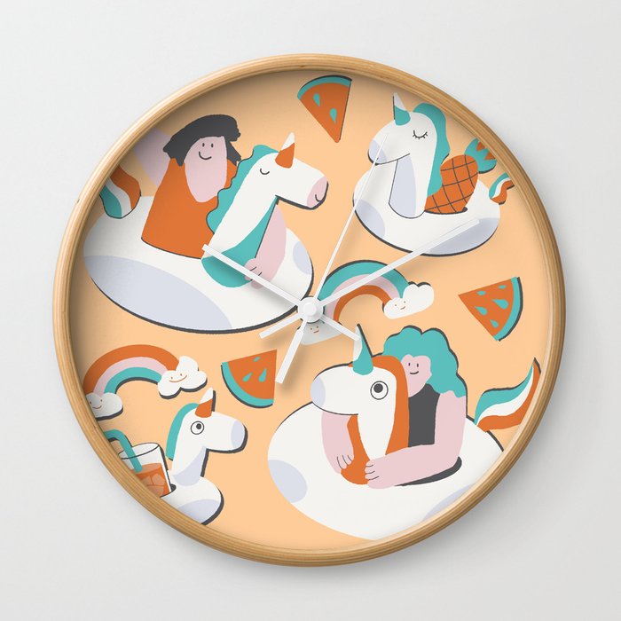 Amusing unicorn float Wall Clock