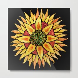 Sunflower Starburst Metal Print