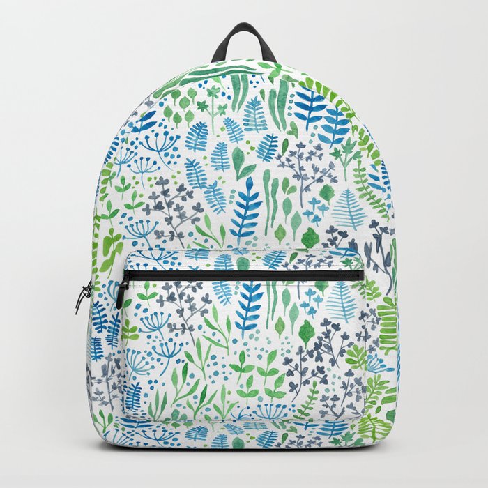 Watercolor floral doodles white Backpack