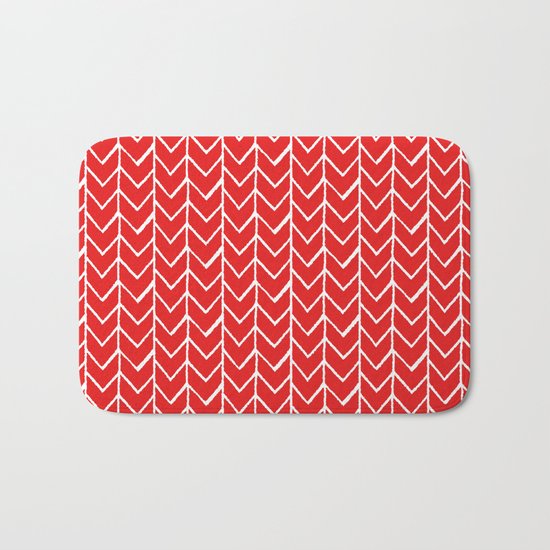 Herringbone Red Bath Mat