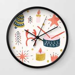 Christmas Card With Toys Wall Clock