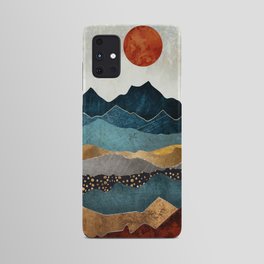 Amber Dusk Android Case | Contemporary, Blue, Mountains, White, Landscape, Silver, Red, Hills, Nature, Abstract 