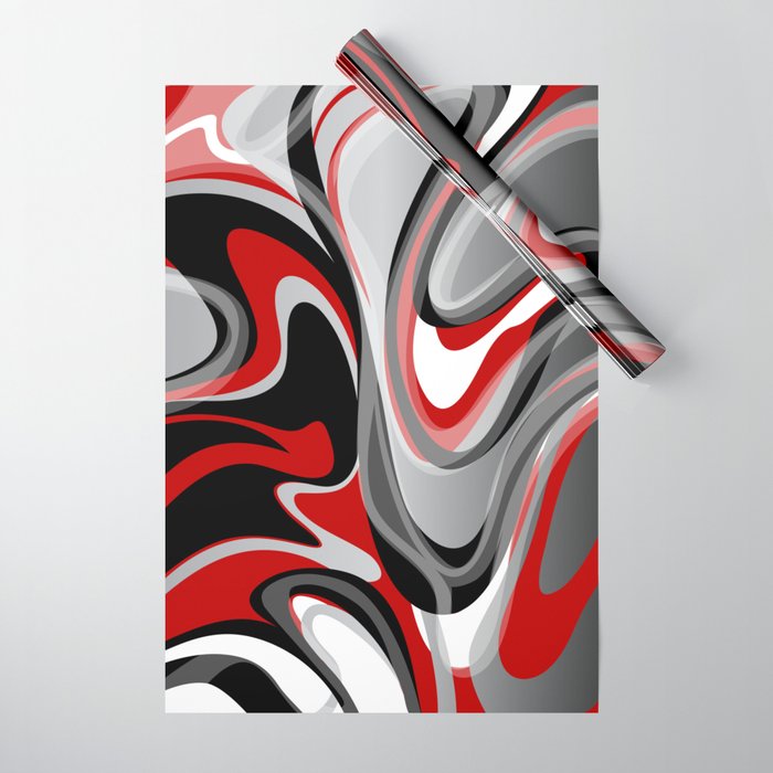 Liquify - Red, Gray, Black, White Wrapping Paper