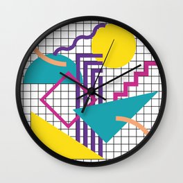 Memphis Pattern - 80s Retro White Wall Clock