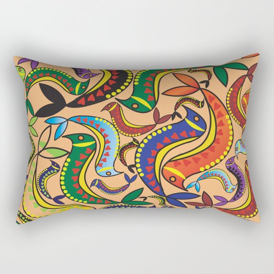 color bird pattern Rectangular Pillow