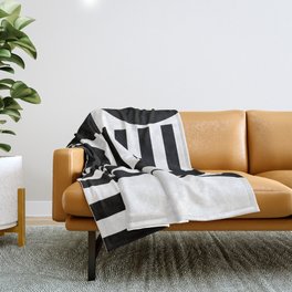 Mid Century Modern Geometric Abstract 934 Black and White Throw Blanket